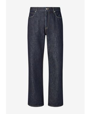 Fendi Logo Patch Washed Denim Pants - Blue