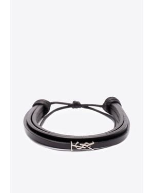 Saint Laurent Cassandre Leather Bracelet - White