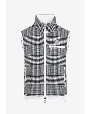 Moncler Gienah Prince Of Wales Reversible Down Vest - Gray