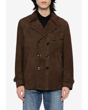 Tom Ford Suede Leather Overcoat - Brown