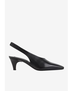 Giorgio Armani 60 Nappa Leather Slingback Pumps - Black