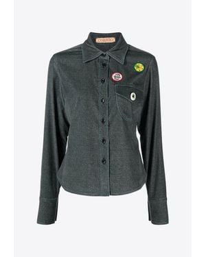 Cormio Katy Long-Sleeved Denim Shirt With Patches - Blue