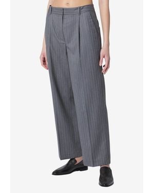 Anine Bing Trent Pinstripe Wool Pants - Grey