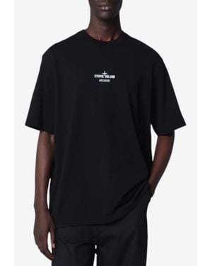 Stone Island Archivio Logo Print T-Shirt - Black