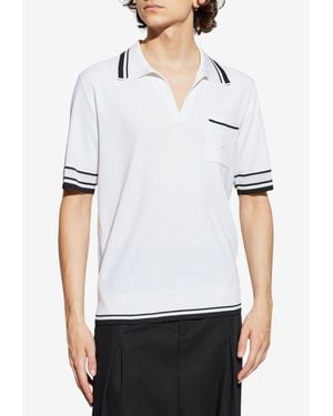 Dolce & Gabbana Embroidered Micro-Pattern Polo T-Shirt - White