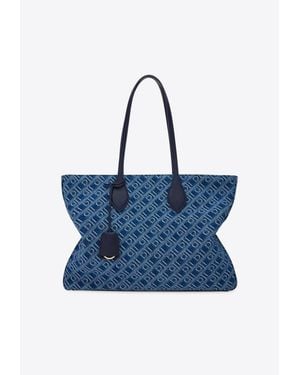 Ferragamo Large Star Monogram Tote Bag - Blue