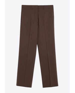Miu Miu Embroidered Logo Wool Trousers - Brown