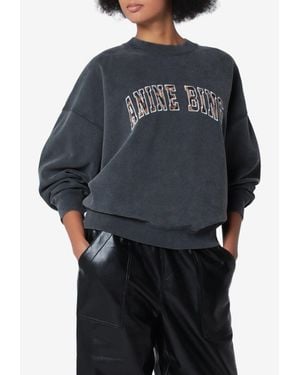 Anine Bing Miles Leopard Logo Faded Sweatshirt - Blue