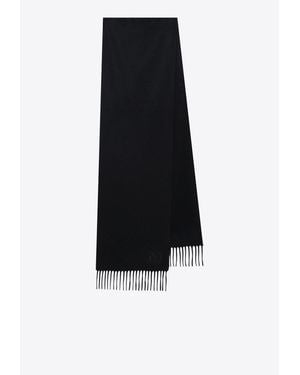 Max Mara Cashmere Stole With Monogram-Embroidery - Black