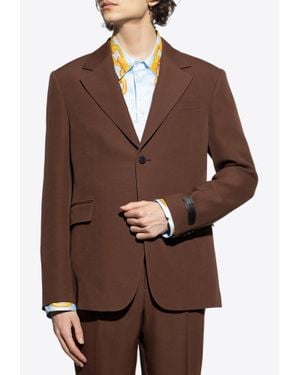 Versace Single-Breasted Wool Blazer - Brown