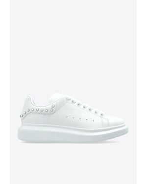 McQueen Leather Low-Top Sneakers With Studs - White