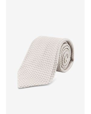 Kiton Silk Logo Tie - White
