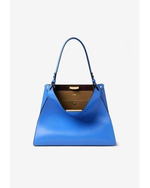 Fendi Medium Way Glossy Calf Leather Shoulder Bag - Blue