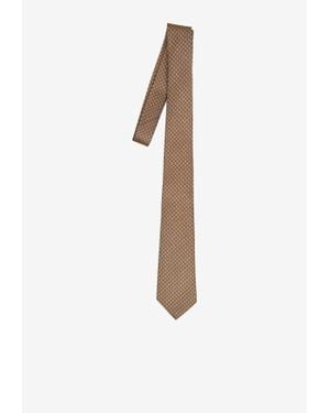 Gucci Jacquard Gg Logo Silk Tie - White
