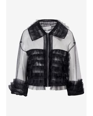 Maison Margiela Sheer Zip-Up Ruffled Jacket - Black