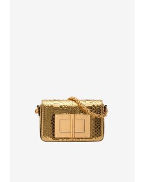 Tom Ford Medium Natalia Metallic Python Shoulder Bag - Natural