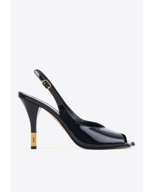 Chloé Flower 95 Patent Leather Slingback Sandals - White