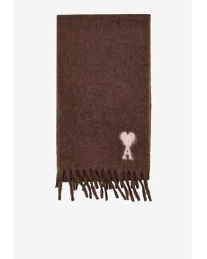 Ami Paris Ami De Coeur Alpaca-Blend Scarf - Brown