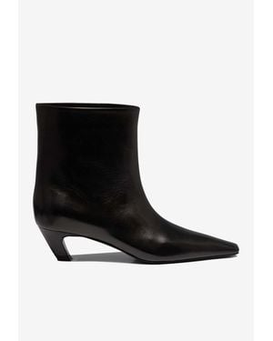 KHAITE Arizona 50 Leather Ankle Boots - Black