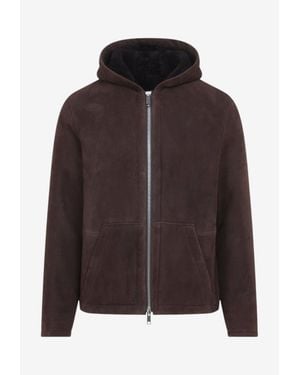 Yves Salomon Leather Zip-Up Jacket - Brown