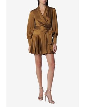 Zimmermann Silk Wrap Mini Dress - Natural