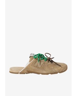 Miu Miu Washed Suede Sabot Mules - Green