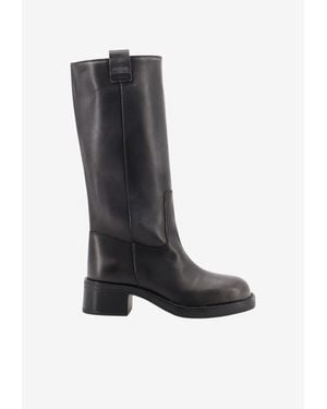 Alohas Sajan Distressed Leather Mid-Calf Boots - Black