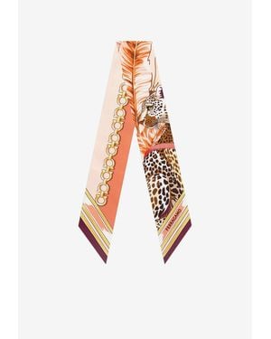Ferragamo Felindra Print Silk Bandeau Scarf - White