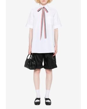 Thom Browne Grosgrain Bow Tie Poplin Shirt - White