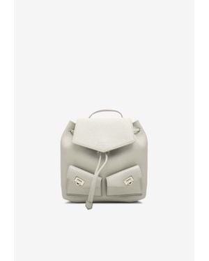 Ferragamo Mini Multi-Pocket Leather Backpack - White