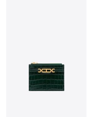 Tom Ford Croc-Embossed Leather Zipped Cardholder - Green