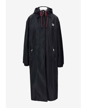 Miu Miu Technical Hooded Long Coat - Blue