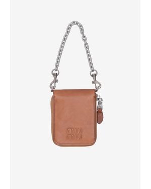 Miu Miu Logo Embossed Chain Wallet - White