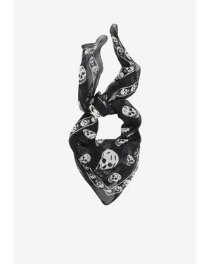 McQueen All-Over Skull Print Scarf - White
