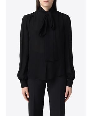 Moschino Long-Sleeved Silk Blouse - Black