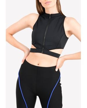 Cushnie et Ochs Cut-Out Mesh Combo Bra Top - Black