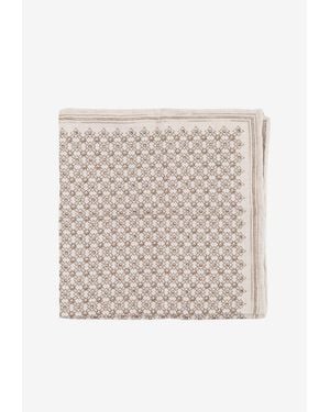 Brunello Cucinelli Printed Silk Pocket Square - White
