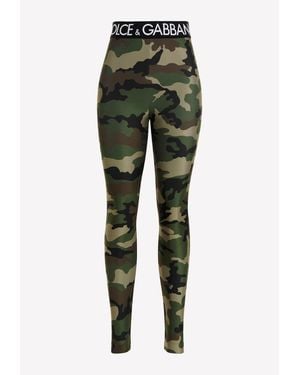 Dolce & Gabbana Camouflage Print Leggings - Green