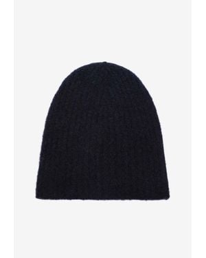 Roberto Collina Cashmere And Silk Ribbed Beanie - Blue