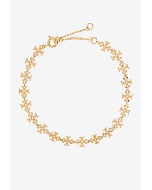 Tory Burch Kira Double-T Brass Bracelet - White