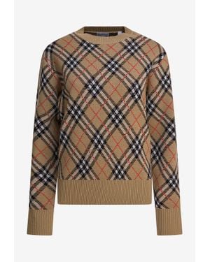 Burberry Vintage Check Wool Knit Jumper - Natural