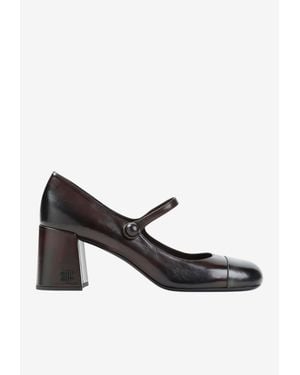 Miu Miu 65 Mary-Jane Leather Pumps - White