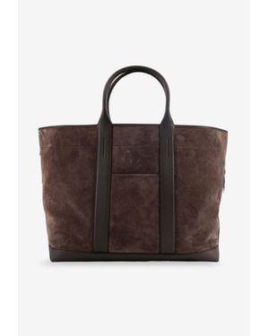 Tom Ford Large Suede Tote Bag - Brown
