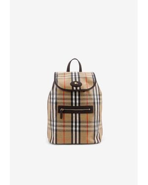 Burberry Coated Canvas Check Highlands Backpack - White