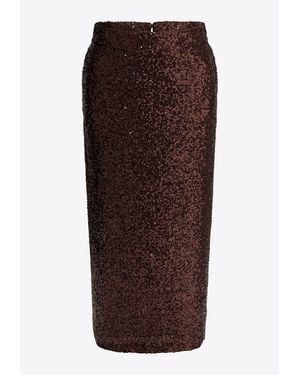 Semler Sequined Midi Pencil Skirt - Brown