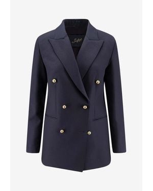 The Seafarer Berry Double-Breasted Wool Blazer - Blue
