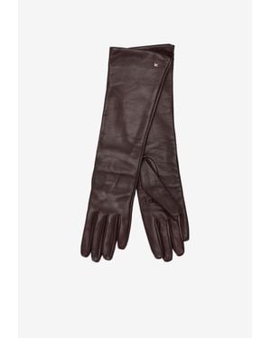 Max Mara Afidee Ribbed Leather Gloves - White