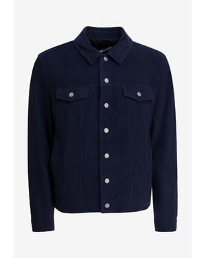 Altum Suede Buttoned Overshirt - Blue