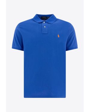 Polo Ralph Lauren Logo Pique Polo T-Shirt - Blue