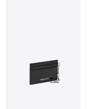 McQueen T-Bar Leather Cardholder - White